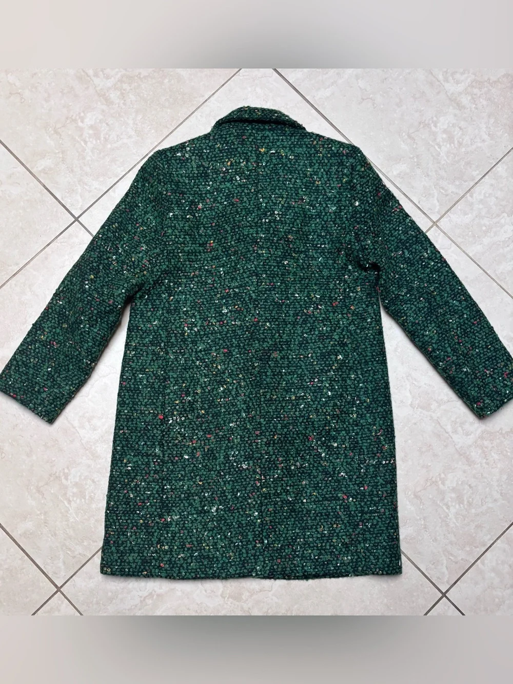 J. Crew Dark Green Tweed Double-Breasted Pea Coat - Picture 5 of 5